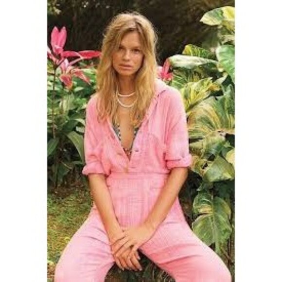 Free People Pants - Free People Madrid Double Cloth Cotton Gauze Lightweight One Piece Pink M